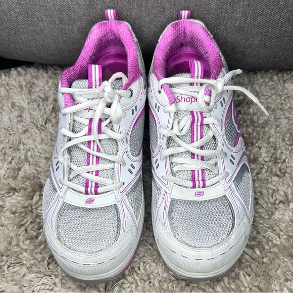Women’s White Pink Sneakers Sketchers Shape Ups Brest Cancer Shoes Size 11 - Picture 4 of 11
